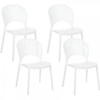 Lot de 4 chaises de jardin blanches en matière synthétique OSTIA
