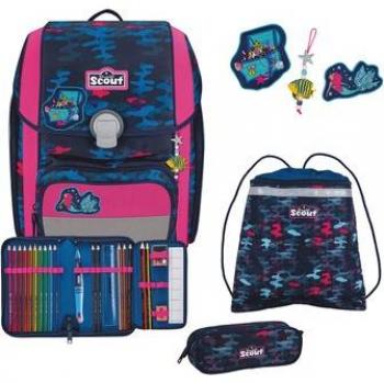 SCOUT 76400801800 Schulranzen-Set 4-teilig Genius DIN Magic Sea