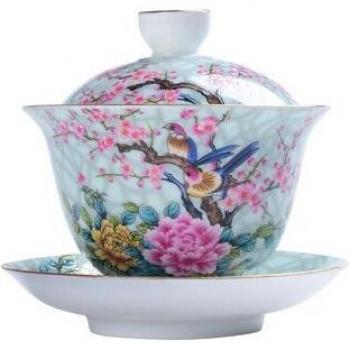 Hand-painted Flowers and Birds Gaiwan