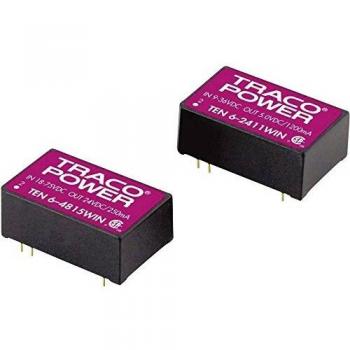 TracoPower TEN 6-4815WIN DC/DC Converter, Input 48V/DC Output 24V/DC 250 mA 6 W Single Output