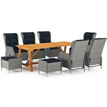 VidaXL Set Mobili da Pranzo per Giardino 9 pz Grigio Chiaro