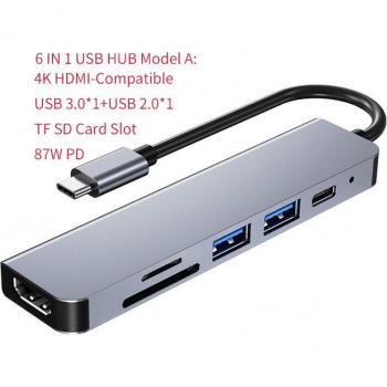 Hub Multiport C‑HDMI 4K con RJ45 y 87 W PD