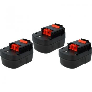 Pack de 3 Batteries EXTENSILO pour Black & Decker HP126K, HP128F3B, HP12K, HP12KD, HP9019K (3300 mAh, NiMH, 12 V)