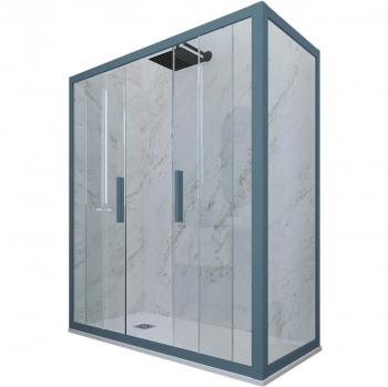 Mampara Deslizante 3 Lados 90x130 cm PVC Azul Marino
