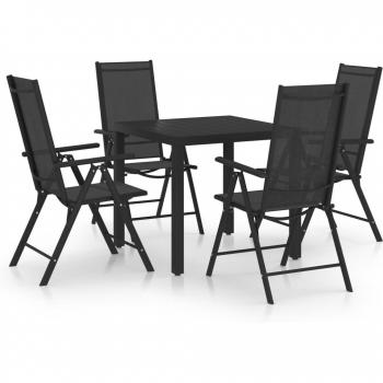 Set Terrasse Alu Noir 5 Composants – Salle à Manger Extérieur