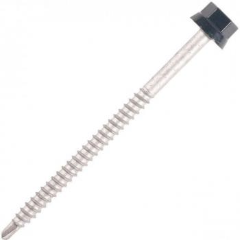 Tornillos de soporte de madera en acero estriado - Ø6,3 x 200 mm - TH12 - Gris RAL7022 - 100 unidades