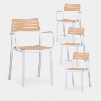 Pack Klast Home 4 chaises empilables avec accoudoirs en PP blanc Hilda