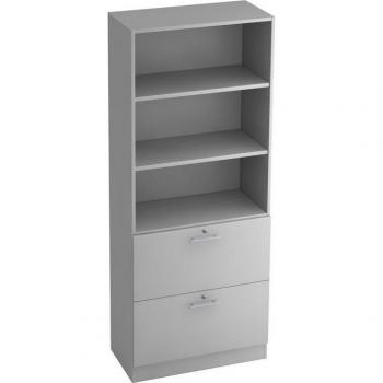 Regal 5 OH Grau 80x42x200,4cm 2HR Sockelblende Griff RE