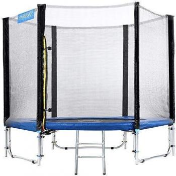 Trampoline 244 cm avec filet de sécurité et accès par porte