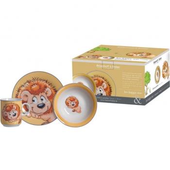 Ritzenhoff & Breker Geschirr-Set HAPPY ZOO LEO, 3-teilig aus Porzellan, spülmaschinengeeignet, im Geschenkkarton