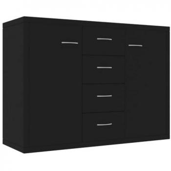 Credenza Cassettiera Mobile 88x30x65 cm Pannelli Compositi Nero