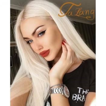 TALANG White Gold Long Straight Synthetic Wig - Gray Brown Cosplay Hair