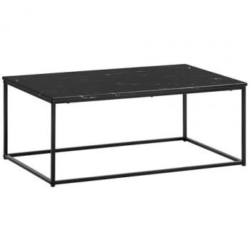 Table basse carrée WOHNLING en métal noir avec plateau marbré 100x60 cm