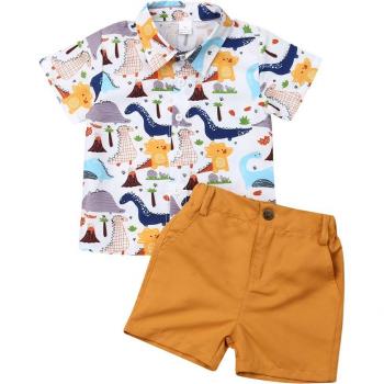 Dinosaur Print Toddler Boys Summer Clothes Set