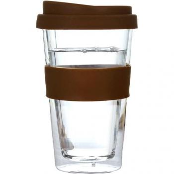 400ml doppelwandige Kaffeetasse mit Silikonabdeckung - moderner Reisebecher mit Deckel