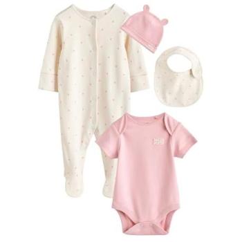 Next Pink 4‑teiliger Babyausstattungs‑Kombi – Schlafanzug, Body, Beanie & Bib (0‑9 Monate)