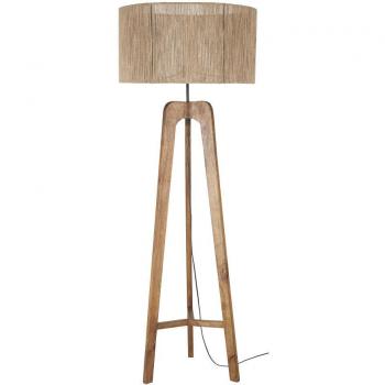 Lampadaire en bois de manguier avec abat-jour en jute H154