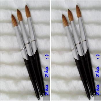 Outil à ongles pointu rond poignée noire Pure Kolinsky 12