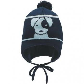 Cappello con pompon per cani blu navy Sterntaler