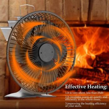 6-klingen Kaminventilator mit Hülle, nicht elektrisch, leise, wärmeunterstützt, Zirkulation für Holzofen Fan 101A