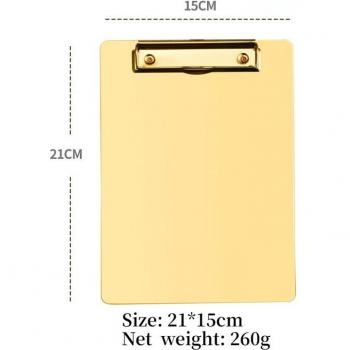 Gold Stainless Steel Writing Pad Clipboard