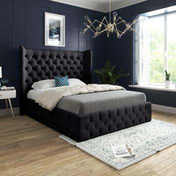 Florence Wide Winged Soft Velvet Bed Frame - Super King