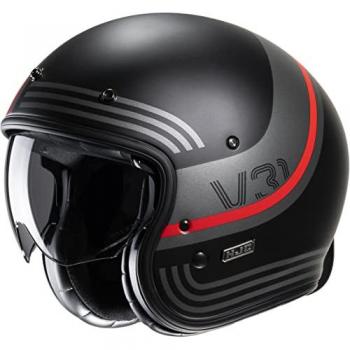 HJC V31 Byron Retro Jethelm - Schwarz Grau Rot - XS 54 55