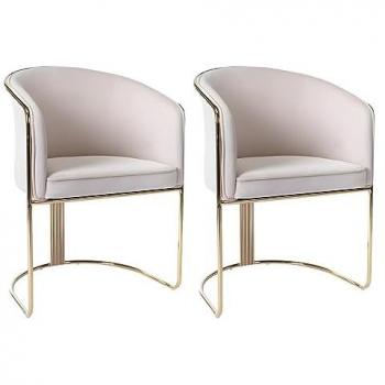 Set 2 Sedie Braccioli Velluto Metallo Beige e Dorato - Pascal Morabito