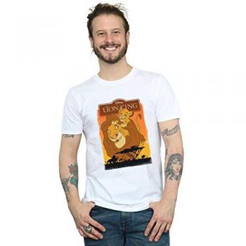 Disney Mens The Lion King Simba And Mufasa T-Shirt (White) Cotton - Size 3XL