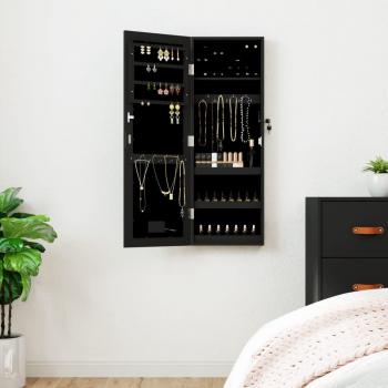 Espejo negro con joyero y luces LED Maison exclusive