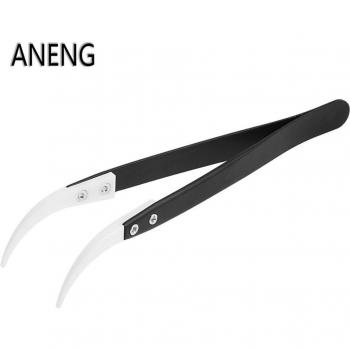Heat Resistant Curved Tweezers with Silver Stainless Steel Grip