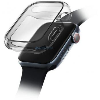 Кейс с TPU защита и дисплейен протектор за Apple Watch 7 41мм – черно-прозрачен