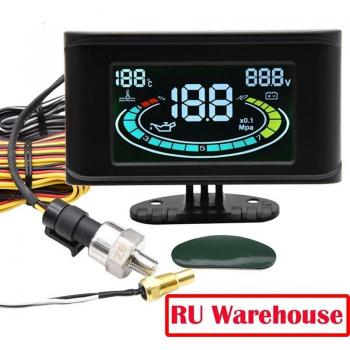3-in-1 LCD digitale auto oliedrukmeter met voltmeter, spanningsmeter en watertemperatuursensor voor 12V/24V voertuigen