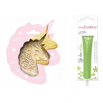 Kit de décoration de biscuits Licorne et stylo chocolat vert