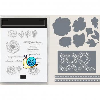 Plant Rose Flower Pattern Clear Stamps and Metal Cutting Dies