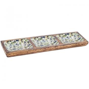 Plateau à Olives avec Bols en Céramique - Marron