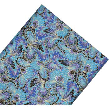 Blue Peacock Phoenix Tail Cotton Fabric