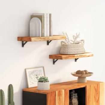 Estante de Pared Acacia Borde Vivo 50x30 cm