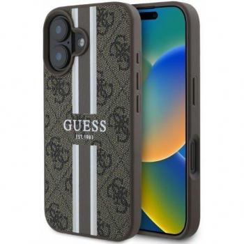 Custodia iPhone 16 Marrone con Strisce Stampate – GuHMP16SP4RPSW