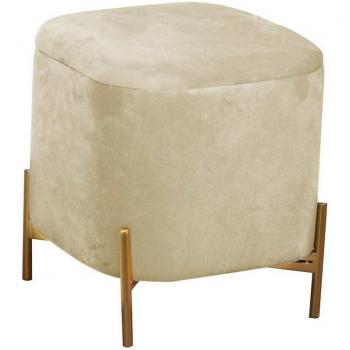 Pouf “París” en Velludo Beige‑Crema con Metal Dorado – 38×45 cm