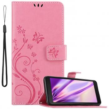 Custodia Protettiva Floreale per Samsung Galaxy Xcover 5 - Viola Scuro con Fessura per Carte e Chiusura Magnetica