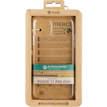 Funda Muvit for Change Antibacteriana Compatible con Apple iPhone 11 Pro Max Transparente