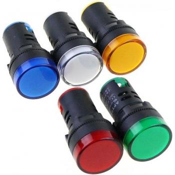 AD16-22DS Dual Voltage LED Signal Lamp 22mm, 12V/24V/36V/220V/380V, Pack of 50
