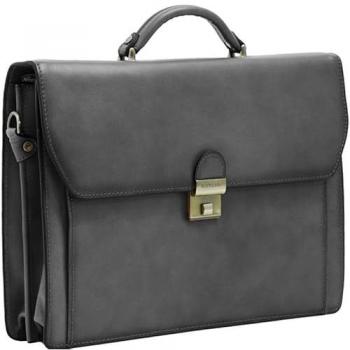 Cartable en cuir 2 soufflets KATANA - noir 6636