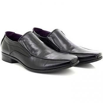 UK 12 Black Slip‑On Office Formal – Brass Finish