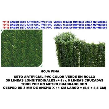 Seto Artificial de Bambú PVC Hoja Fina 1.50 x 3 m