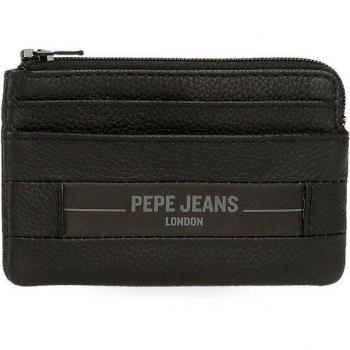 Pepe Jeans - Monedero de hombre Checkbox de piel en negro
