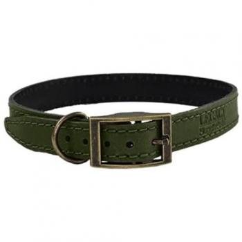 HugglePets Legacy Leather Dog Collar - Khaki, Medium 35-40cm