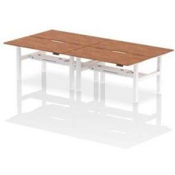 Air 1600 x 800mm Height Adjustable 4 Person Bench Desk Walnut Top with Scalloped Edges