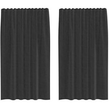 Set di Tende in Voile con Linguetta 2 Pz Nero